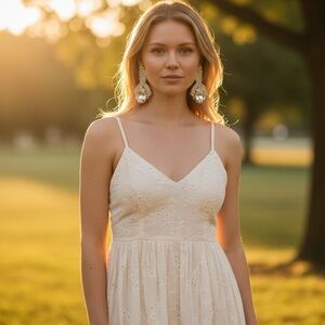 Glamoures 1980s Deco style white crystal drop dangle earrings